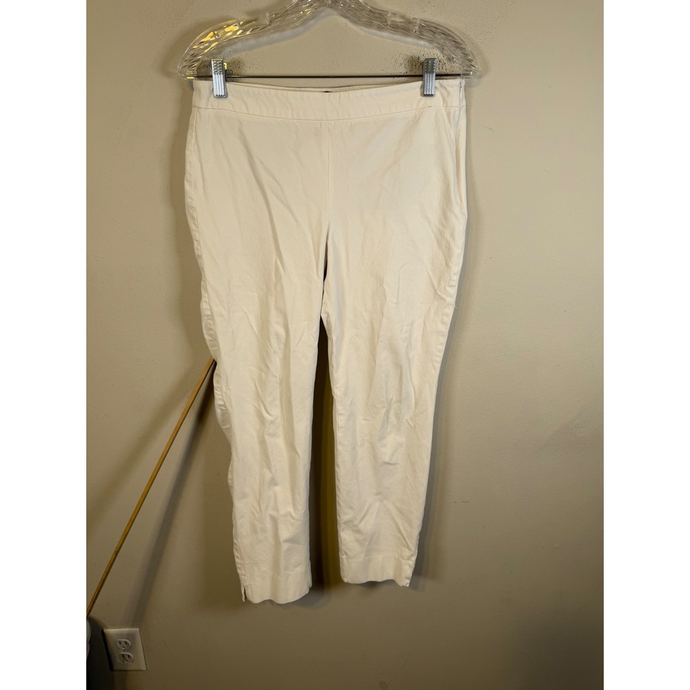 Talbots Womens Chatham Ankle Pants Solid White 8P